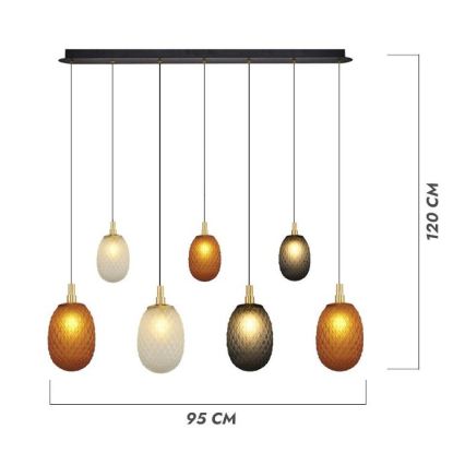 Κρεμαστό φωτιστικό με καλώδιο CACTUS 7xG9/5W/230V χάλκινο/γκρι/λευκό
