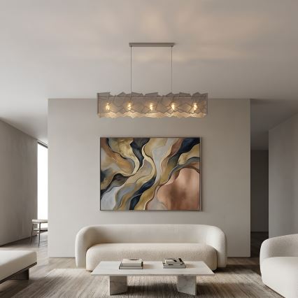 Κρεμαστό φωτιστικό με καλώδιο CAMO 5xE27/15W/230V μπεζ