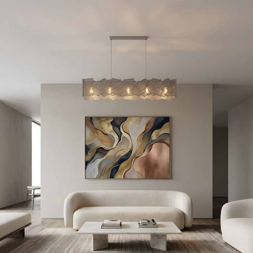 Κρεμαστό φωτιστικό με καλώδιο CAMO 5xE27/15W/230V μπεζ