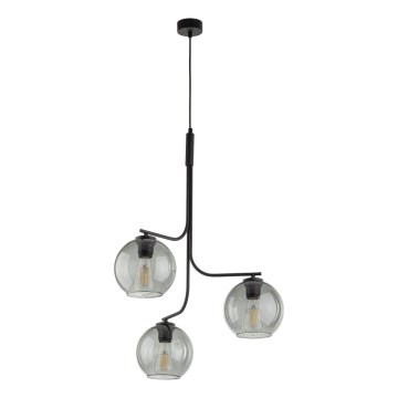 Κρεμαστό φωτιστικό με καλώδιο CESAR 3xE27/15W/230V μαύρο/καπνιστό γκρι