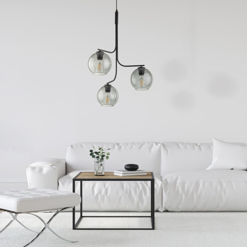 Κρεμαστό φωτιστικό με καλώδιο CESAR 3xE27/15W/230V μαύρο/καπνιστό γκρι