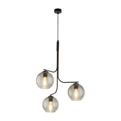 Κρεμαστό φωτιστικό με καλώδιο CESAR 3xE27/15W/230V μαύρο/καπνιστό γκρι