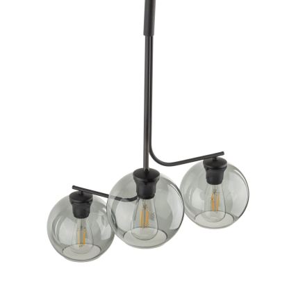 Κρεμαστό φωτιστικό με καλώδιο CESAR 3xE27/15W/230V μαύρο/καπνιστό γκρι