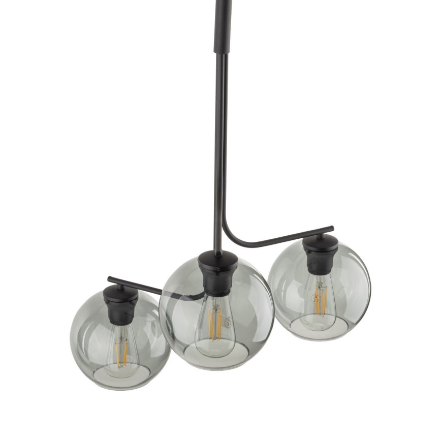 Κρεμαστό φωτιστικό με καλώδιο CESAR 3xE27/15W/230V μαύρο/καπνιστό γκρι