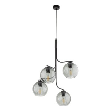Κρεμαστό φωτιστικό με καλώδιο CESAR 4xE27/15W/230V μαύρο/καπνιστό γκρι