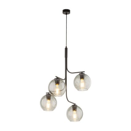 Κρεμαστό φωτιστικό με καλώδιο CESAR 4xE27/15W/230V μαύρο/καπνιστό γκρι