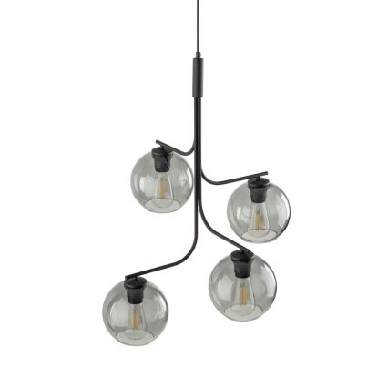 Κρεμαστό φωτιστικό με καλώδιο CESAR 4xE27/15W/230V μαύρο/καπνιστό γκρι