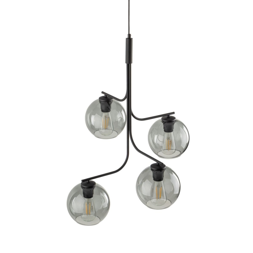 Κρεμαστό φωτιστικό με καλώδιο CESAR 4xE27/15W/230V μαύρο/καπνιστό γκρι