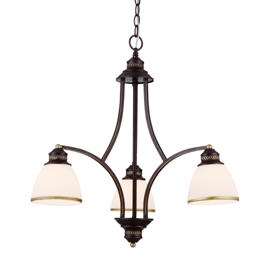 Κρεμαστό φωτιστικό με καλώδιο CLAIR 3xE27/60W/230V Ø 58 cm μπρονζέ