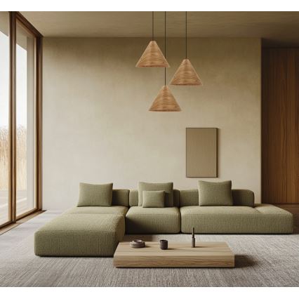 Κρεμαστό φωτιστικό με καλώδιο CONO 1xE27/40W/230V, επένδυση καπλαμά δρυός