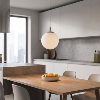 Κρεμαστό φωτιστικό με καλώδιο COSMO 1xE14/10W/230V Ø 14 εκ. μπεζ/λευκό