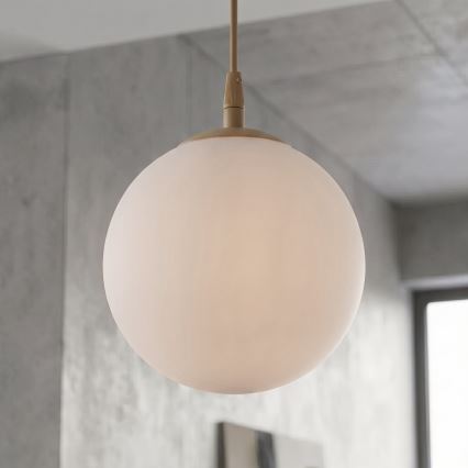 Κρεμαστό φωτιστικό με καλώδιο COSMO 1xE14/10W/230V Ø 14 εκ. μπεζ/λευκό