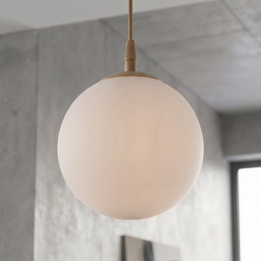 Κρεμαστό φωτιστικό με καλώδιο COSMO 1xE14/10W/230V Ø 14 εκ. μπεζ/λευκό