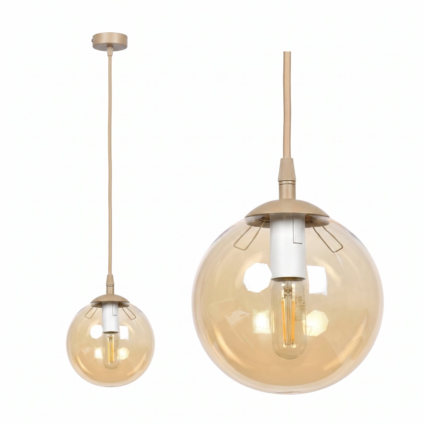 Κρεμαστό φωτιστικό με καλώδιο COSMO 1xE14/10W/230V Ø 14 εκ. μπεζ/καπνιστό μπεζ
