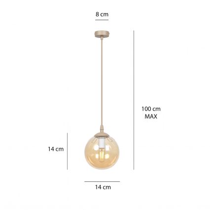 Κρεμαστό φωτιστικό με καλώδιο COSMO 1xE14/10W/230V Ø 14 εκ. μπεζ/καπνιστό μπεζ