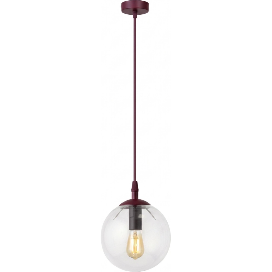 Κρεμαστό φωτιστικό με καλώδιο COSMO 1xE14/10W/230V διάμ. 14 cm κόκκινο/διάφανο