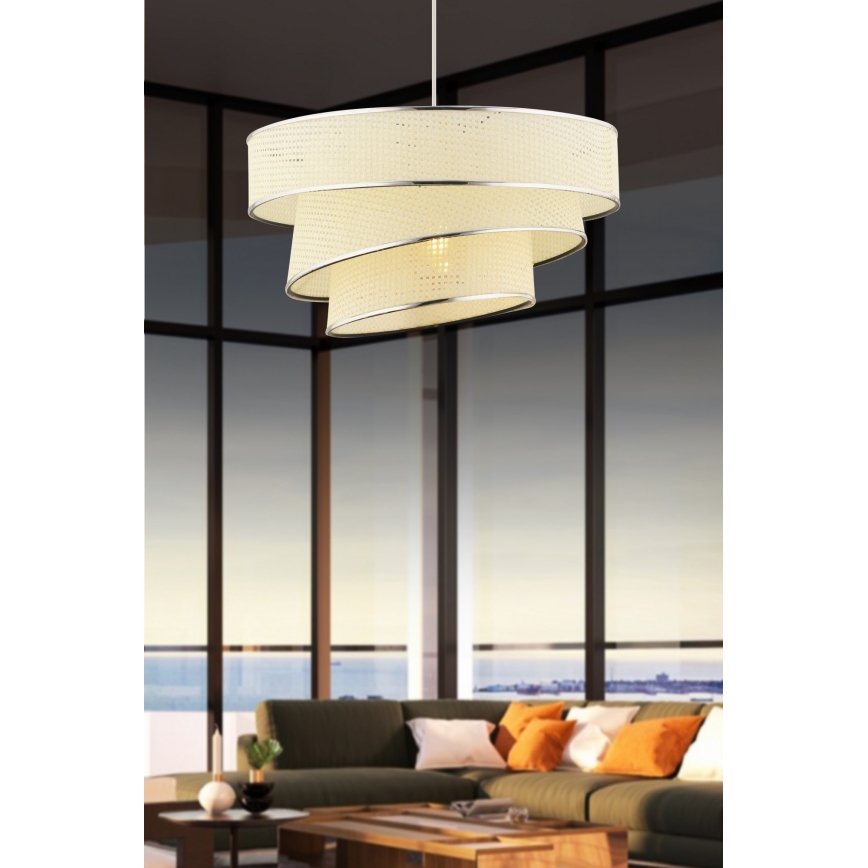 Κρεμαστό φωτιστικό με καλώδιο COUPER 1xE27/60W/230V λευκό/γυαλιστερό χρώμιο