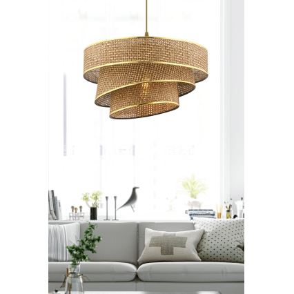 Κρεμαστό φωτιστικό με καλώδιο COUPER 1xE27/60W/230V καφέ/χρυσό