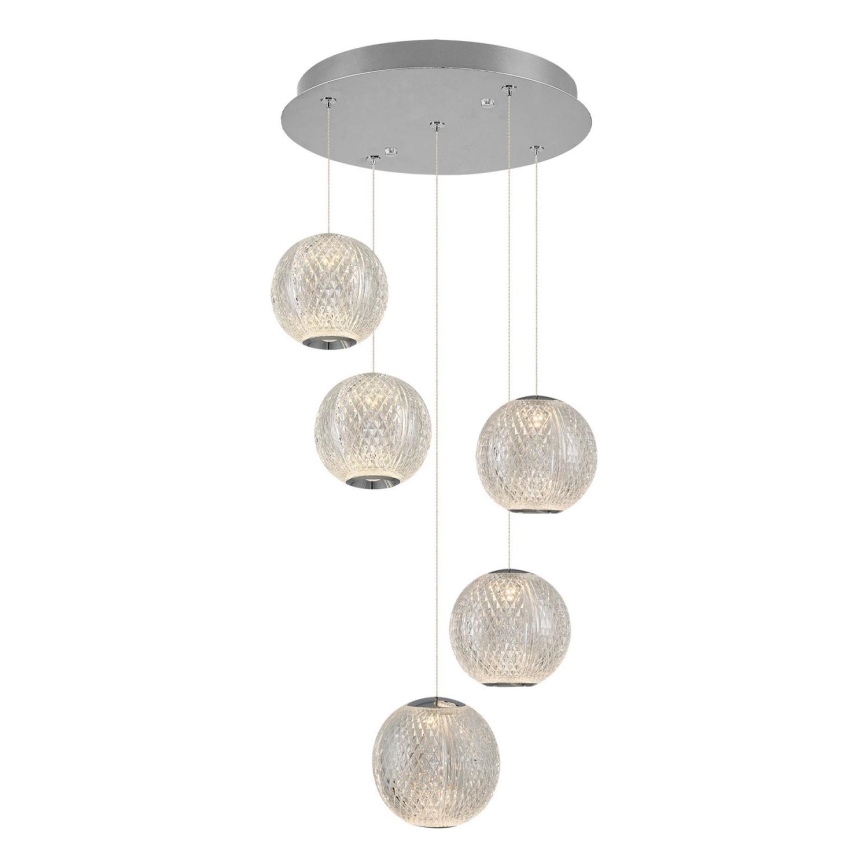 Κρεμαστό φωτιστικό με καλώδιο CREMONA 5xLED/5W/230V 3000K ματ χρώμιο