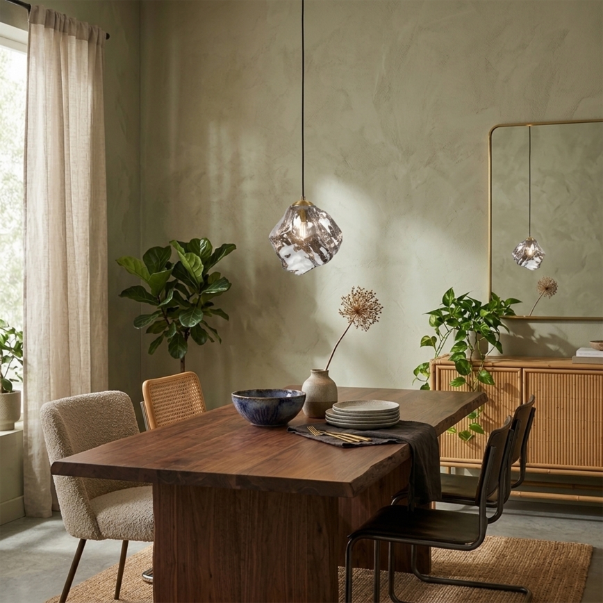 Κρεμαστό φωτιστικό με καλώδιο CRISTAL, 1xE14/15W/230V, ορείχαλκος/καπνιστό μαύρο