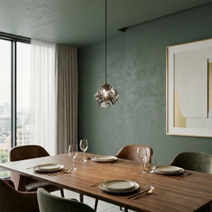 Κρεμαστό φωτιστικό με καλώδιο CRISTAL, 1xE14/15W/230V, ορείχαλκος/καπνιστό μαύρο