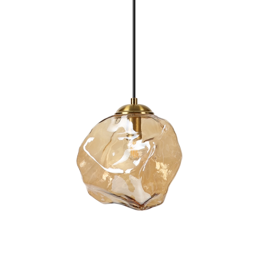 Κρεμαστό φωτιστικό με καλώδιο CRISTAL 1xE14/15W/230V ορείχαλκος/καπνιστό μπεζ