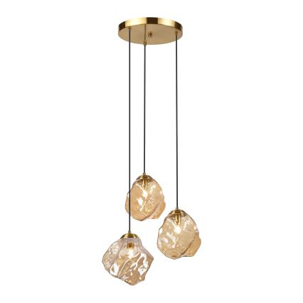 Κρεμαστό φωτιστικό με καλώδιο CRISTAL 3xE14/15W/230V μπρούτζινο/καπνιστό μπεζ