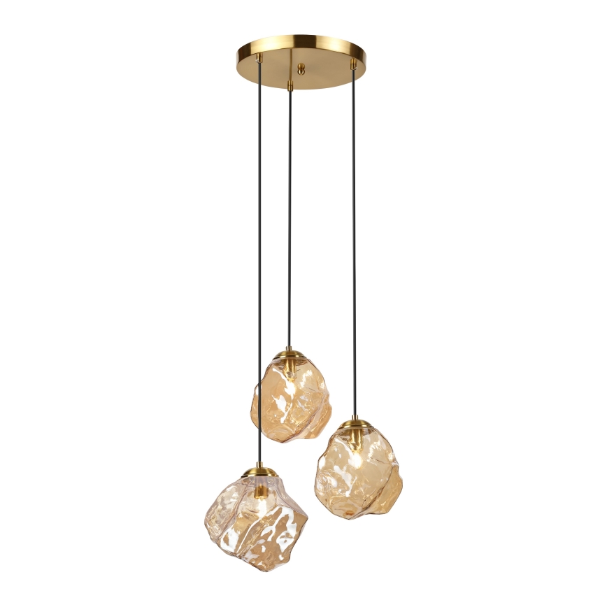 Κρεμαστό φωτιστικό με καλώδιο CRISTAL 3xE14/15W/230V μπρούτζινο/καπνιστό μπεζ