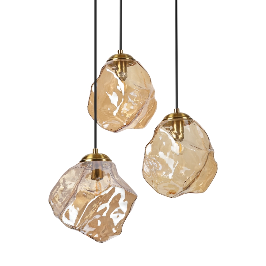 Κρεμαστό φωτιστικό με καλώδιο CRISTAL 3xE14/15W/230V μπρούτζινο/καπνιστό μπεζ