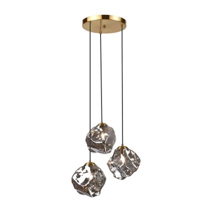 Κρεμαστό φωτιστικό με καλώδιο CRISTAL 3xE14/15W/230V ορείχαλκος/καπνιστό μαύρο