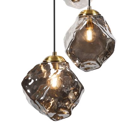 Κρεμαστό φωτιστικό με καλώδιο CRISTAL 5xE14/15W/230V ορείχαλκος/καπνιστό μαύρο