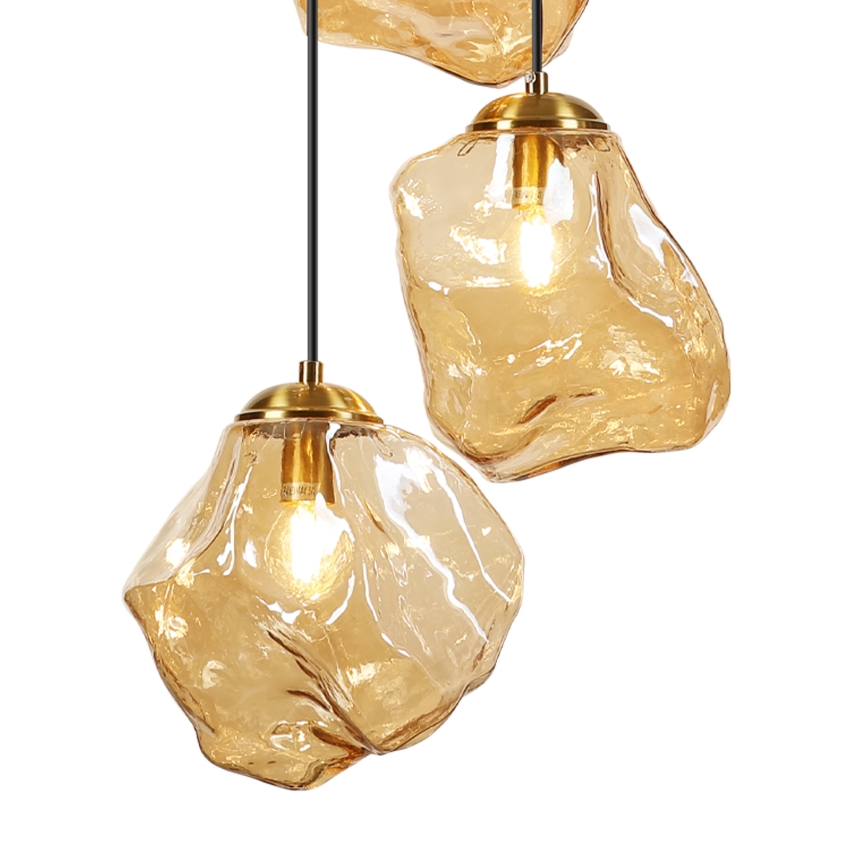 Κρεμαστό φωτιστικό με καλώδιο CRISTAL 5xE14/15W/230V ορείχαλκος/καπνιστό μπεζ
