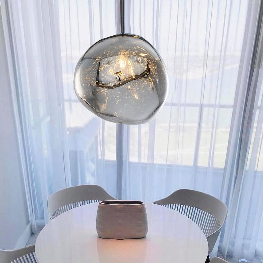 Κρεμαστό φωτιστικό με καλώδιο CRUMPLED, 1x E27/24W/230V, Ø 36 cm, καπνιστό