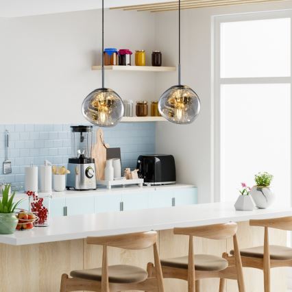 Κρεμαστό φωτιστικό με καλώδιο CRUMPLED 1xE27/24W/230V διάμ. 18 εκ. καπνιστό