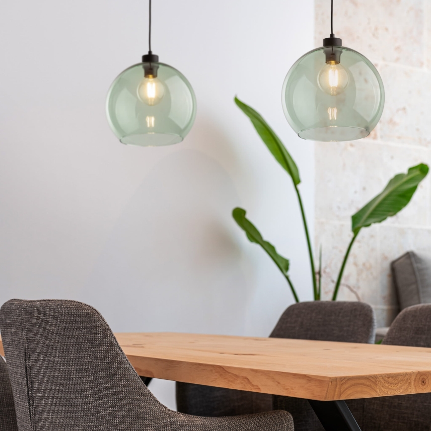Κρεμαστό φωτιστικό με καλώδιο CUBUS 1xE27/15W/230V μαύρο/καπνιστό πράσινο