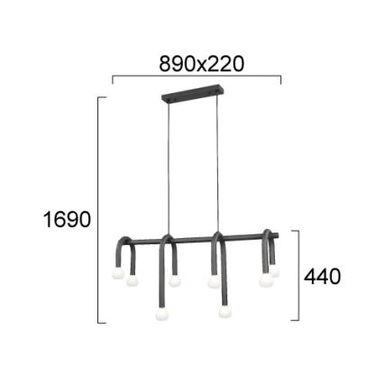 Κρεμαστό φωτιστικό με καλώδιο DELORI 8xG9/28W/230V μαύρο