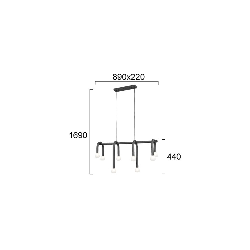 Κρεμαστό φωτιστικό με καλώδιο DELORI 8xG9/28W/230V μαύρο
