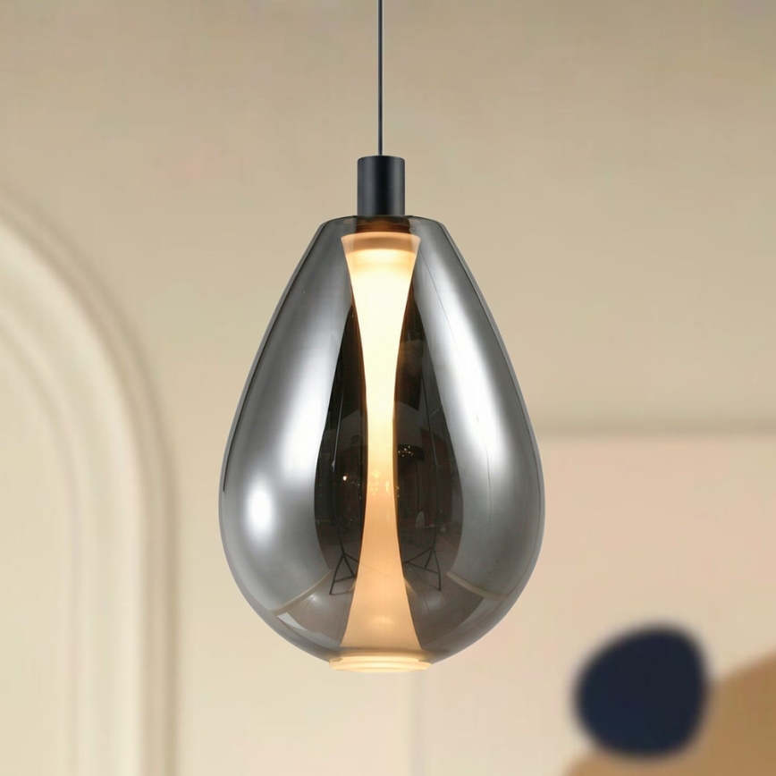 Κρεμαστό φωτιστικό με καλώδιο DENSO 1xGU10/10W/230V διάμετρος 30 cm μαύρο χρώμιο