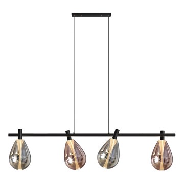 Κρεμαστό φωτιστικό με καλώδιο DENSO 4xG9/5W/230V, μαύρο χρώμιο/χάλκινο