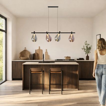 Κρεμαστό φωτιστικό με καλώδιο DENSO 4xG9/5W/230V, μαύρο χρώμιο/χάλκινο