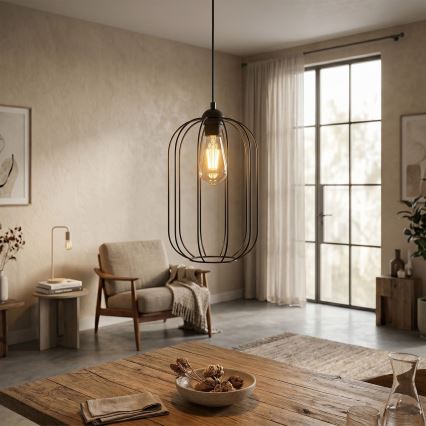 Κρεμαστό φωτιστικό με καλώδιο DESTELLO, 1xE27/15W/230V, Ø 21 cm, μαύρο