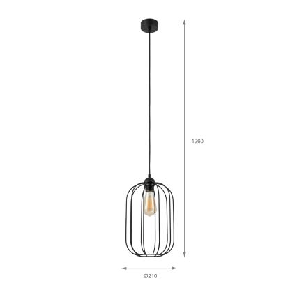 Κρεμαστό φωτιστικό με καλώδιο DESTELLO, 1xE27/15W/230V, Ø 21 cm, μαύρο