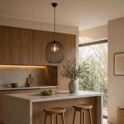 Κρεμαστό φωτιστικό με καλώδιο DESTELLO 1xE27/15W/230V Ø 32 cm μαύρο