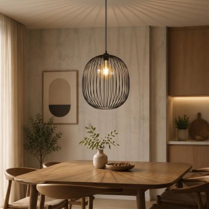 Κρεμαστό φωτιστικό με καλώδιο DESTELLO 1xE27/15W/230V Ø 33 cm μαύρο