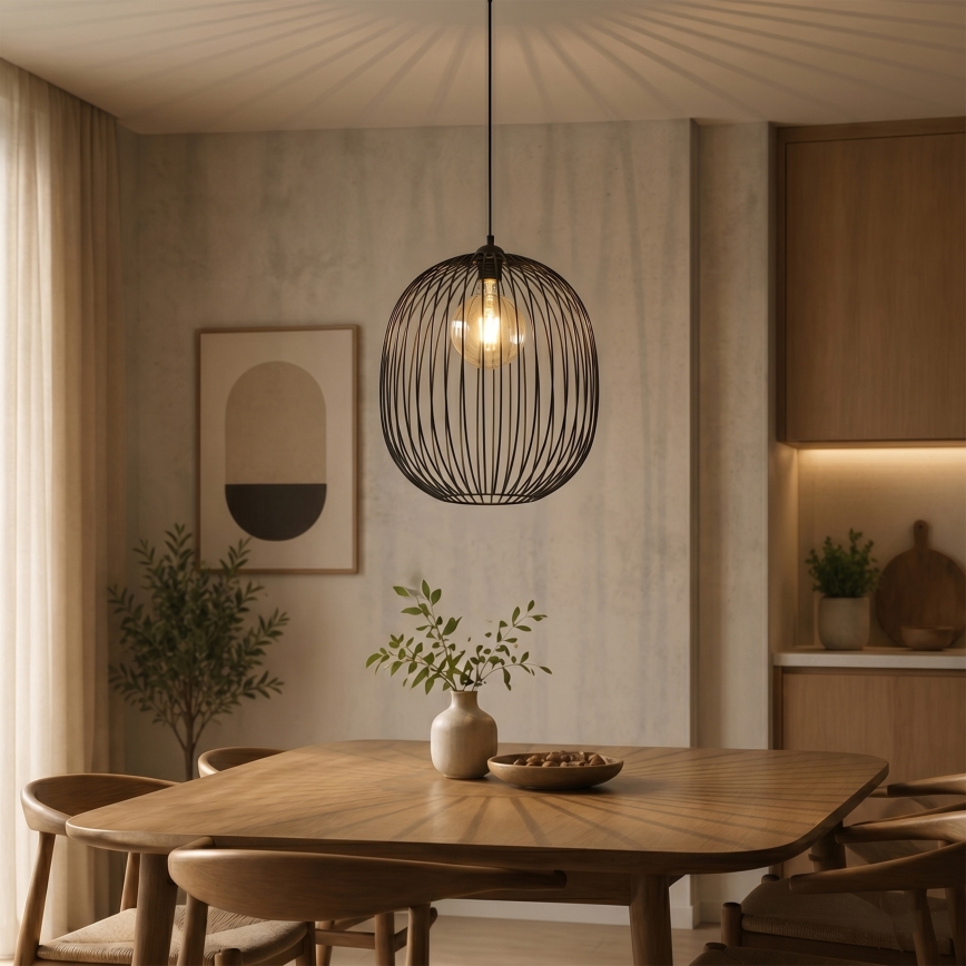 Κρεμαστό φωτιστικό με καλώδιο DESTELLO 1xE27/15W/230V Ø 33 cm μαύρο
