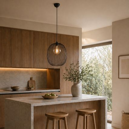 Κρεμαστό φωτιστικό με καλώδιο DESTELLO 1xE27/15W/230V Ø 33 cm μαύρο