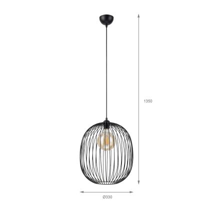 Κρεμαστό φωτιστικό με καλώδιο DESTELLO 1xE27/15W/230V Ø 33 cm μαύρο
