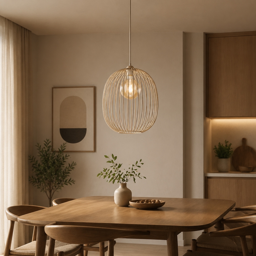 Κρεμαστό φωτιστικό με καλώδιο DESTELLO 1xE27/15W/230V, διάμ. 33 εκ., μπεζ