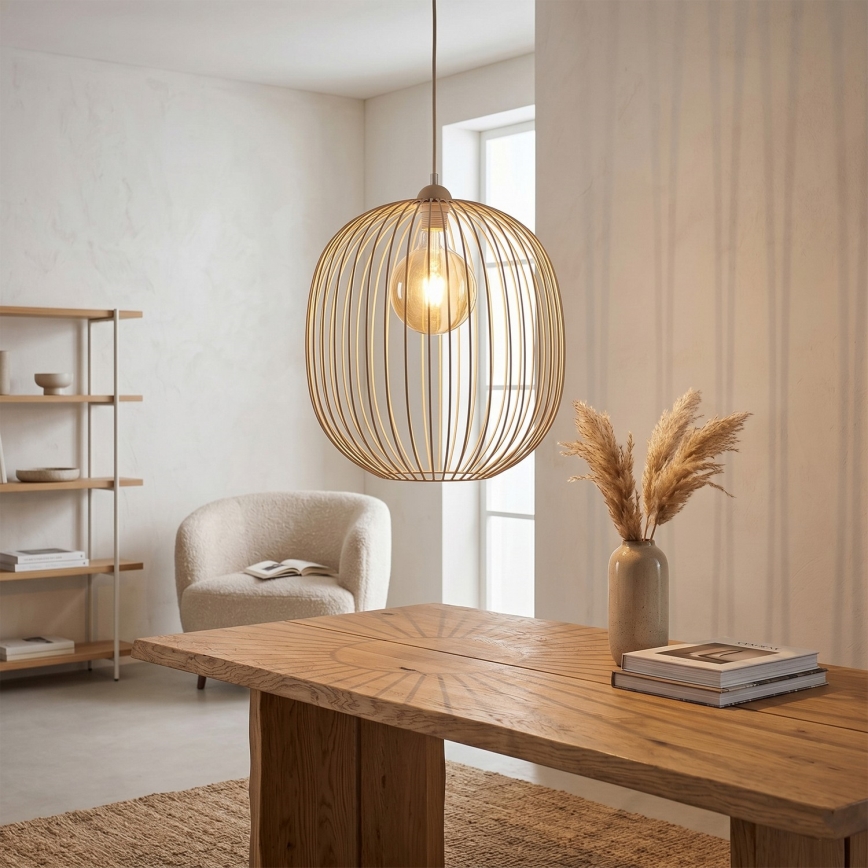 Κρεμαστό φωτιστικό με καλώδιο DESTELLO 1xE27/15W/230V, διάμ. 33 εκ., μπεζ