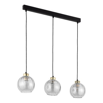 Κρεμαστό φωτιστικό με καλώδιο DEVI 3xE27/15W/230V μαύρο/καπνιστό